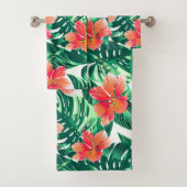 Tropisch oranje hibiscus bad handdoek (Insitu)