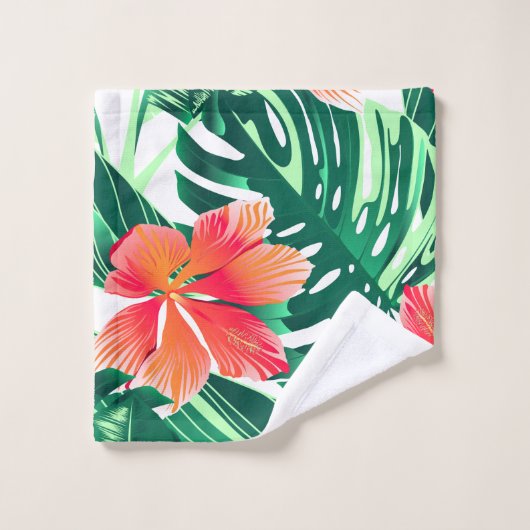 Tropisch oranje hibiscus bad handdoek (Wasdoekje)