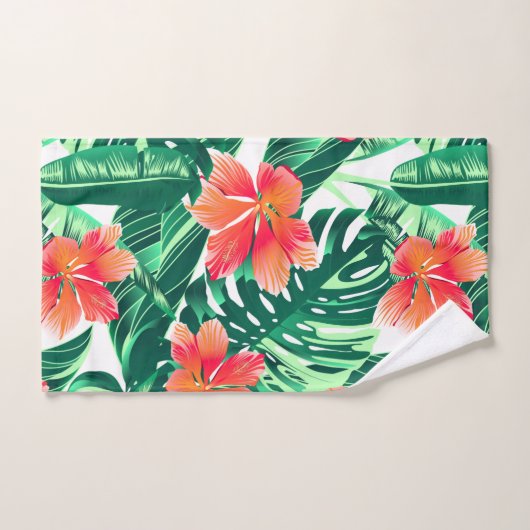 Tropisch oranje hibiscus bad handdoek (Handdoek)