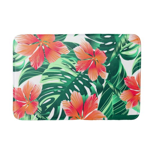 Tropisch oranje hibiscus badmat (Voorkant)