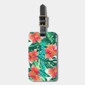 Tropisch oranje hibiscus bagagelabel (Voorkant verticaal)