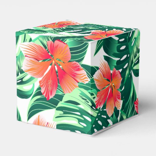 Tropisch oranje hibiscus bedankdoosjes (Achterkant)