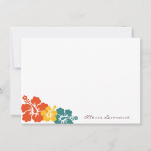 Tropisch oranje hibiscus bloemen aangepast papier notitiekaartje