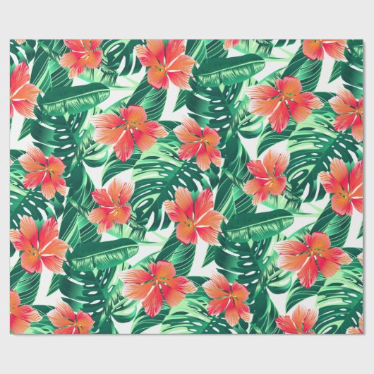 Tropisch oranje hibiscus cadeaupapier (Vlak)