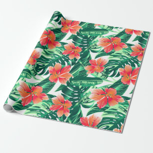 Tropisch oranje hibiscus cadeaupapier
