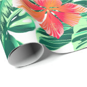 Tropisch oranje hibiscus cadeaupapier (Rol Hoek)
