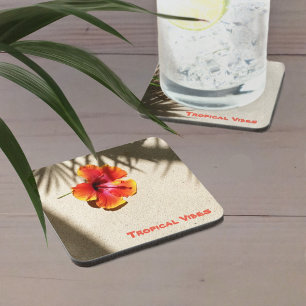 Tropisch Oranje Hibiscus Flower Bier Onderzetter