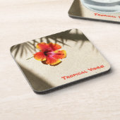 Tropisch Oranje Hibiscus Flower Bier Onderzetter (Linkerzijde)
