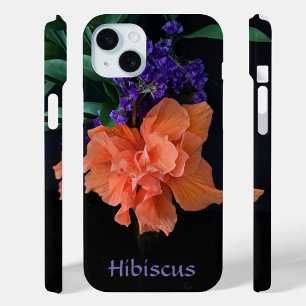 Tropisch Oranje Hibiscus Flower  Black iPhone 15 Mini Hoesje