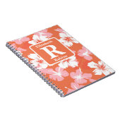 Tropisch oranje hibiscus gepersonaliseerd monogram notitieboek (Rechterzijde)