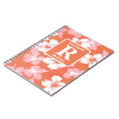 Tropisch oranje hibiscus gepersonaliseerd monogram notitieboek (Linkerzijde)