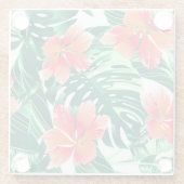 Tropisch oranje hibiscus glazen onderzetter (Achterkant)