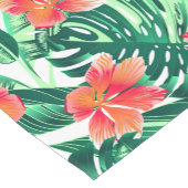 Tropisch oranje hibiscus korte tafelloper (Hoek)