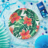 Tropisch oranje hibiscus papieren bordje (Feest)