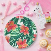 Tropisch oranje hibiscus papieren bordje (Feest)