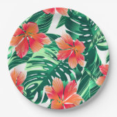 Tropisch oranje hibiscus papieren bordje (Voorkant)