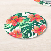 Tropisch oranje hibiscus ronde kartonnen onderzetter (Gebogen)