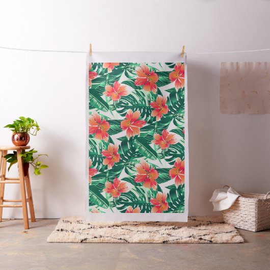 Tropisch oranje hibiscus stof (Voorbeeld)