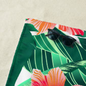 Tropisch oranje hibiscus strandlaken (In situ)