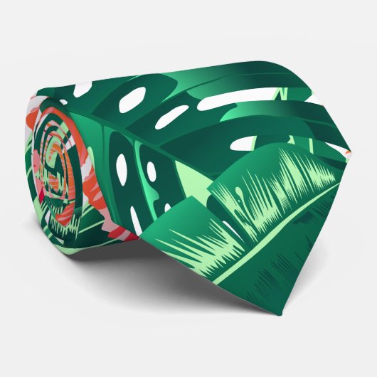 Tropisch oranje hibiscus stropdas (Opgerold)