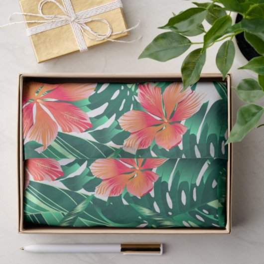 Tropisch oranje hibiscus tissuepapier (Geschenk)