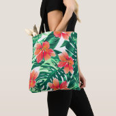 Tropisch oranje hibiscus tote bag (Dichtbij)