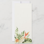 Tropisch Oranje Leafy Botanical Wedding Menu Kaart (Achterkant)