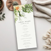 Tropisch Oranje Leafy Botanical Wedding Programme Kaart