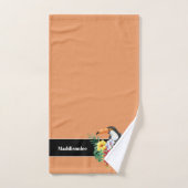 Tropisch Oranje monogram naam Toucan Bathroom Bad Handdoek (Handdoek)