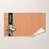 Tropisch Oranje monogram naam Toucan Bathroom Bad Handdoek (Handdoek)