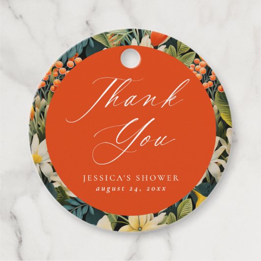 Tropisch Oranje Paradijs Dank U Bedankjes Labels (Voorkant)