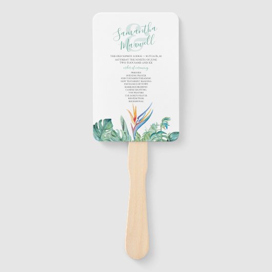 Tropisch Oranje Vloerweddenschap Handwaaier (Voorkant)