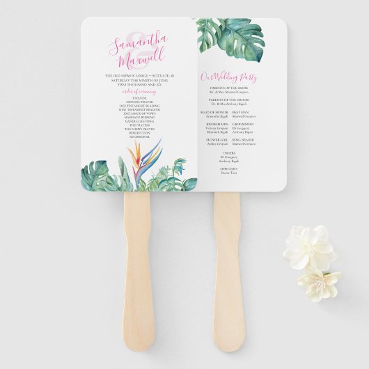 Tropisch Oranje Vloerweddenschap Handwaaier (Voorkant en achterkant)