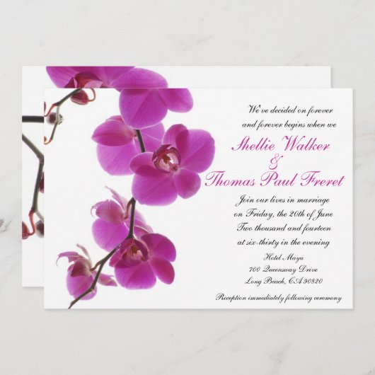 Tropisch orchidee bruiloft kaart (Voorkant / Achterkant)