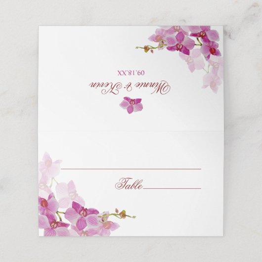 Tropisch orchidee bruiloft plaatskaartje (Buitenkant ongevouwen)