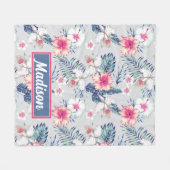 Tropisch orchidee Floral Pattern Fleece Deken (Voorkant (Horizontaal))