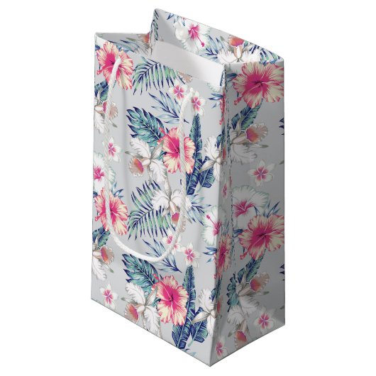 Tropisch orchidee Floral Pattern Klein Cadeauzakje (Voorkant Gekanteld)