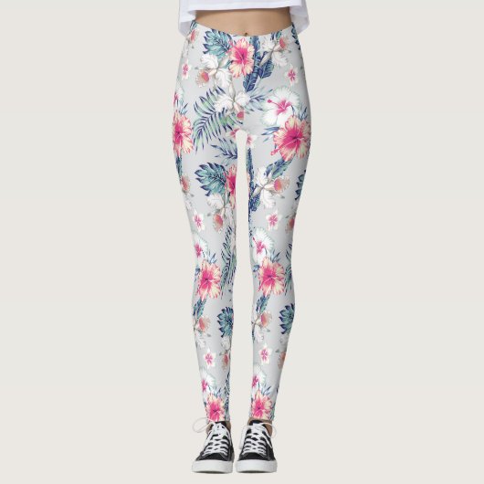 Tropisch orchidee Floral Pattern Leggings (Voorkant)