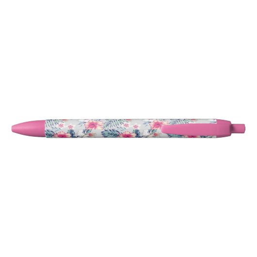 Tropisch orchidee Floral Pattern Zwarte Inkt Pen (Achterkant)