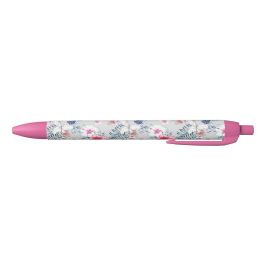 Tropisch orchidee Floral Pattern Zwarte Inkt Pen (Bodem)