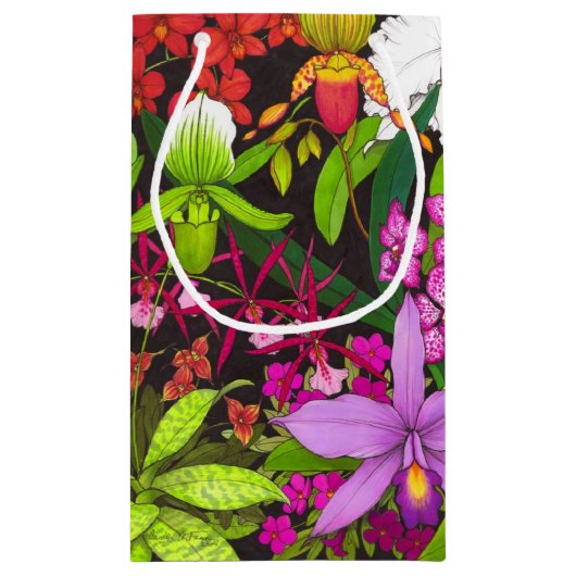 Tropisch orchidee fluitje tuft-tas klein cadeauzakje (Achterkant)