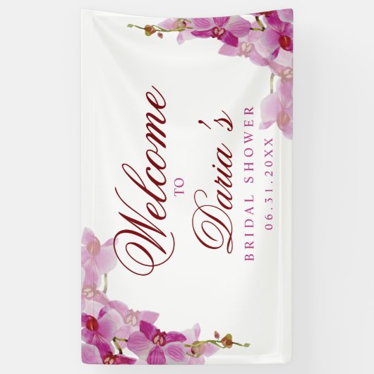 Tropisch orchidee foto van stamhout spandoek (Verticaal)