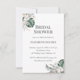 Tropisch orchidee Monstera Bridal Shower Invitatio Kaart