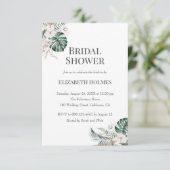 Tropisch orchidee Monstera Bridal Shower Invitatio Kaart (Staand voorkant)