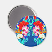 Tropisch orchidee palmblad Hawaiian bloemblauw Magneet (Voorkant / Achterkant)