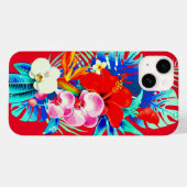 Tropisch orchidee palmblad Hawaiian bloemrood Case-Mate iPhone Case (Achterkant (horizontaal))