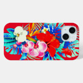 Tropisch orchidee palmblad Hawaiian florrood Case-Mate iPhone Case (Achterkant (horizontaal))