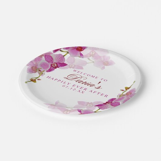 Tropisch orchidee papieren bordje (Gekanteld)