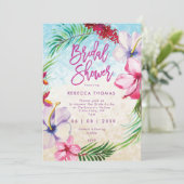 tropisch orchidee strand bridal doucheuitnodiging kaart (Staand voorkant)