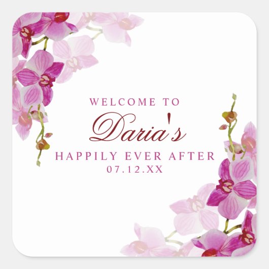 Tropisch orchidee ticker vierkante sticker (Voorkant)